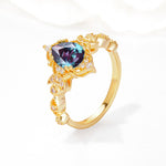 Vintage Pear Cut Milgrain Ornate Halo Alexandrite Engagement Ring - Additional view