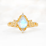 Vintage Pear Cut Milgrain Ornate Halo Moonstone Engagement Ring - Additional view