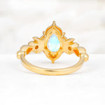 Vintage Pear Cut Milgrain Ornate Halo Moonstone Engagement Ring - Additional view