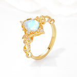 Vintage Pear Cut Milgrain Ornate Halo Moonstone Engagement Ring - Additional view