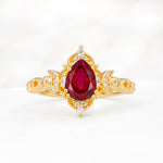 Vintage Pear Cut Milgrain Ornate Halo Ruby Engagement Ring - Additional view