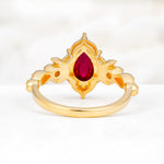 Vintage Pear Cut Milgrain Ornate Halo Ruby Engagement Ring - Additional view
