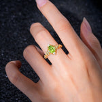 Vintage Pear Cut Milgrain Ornate Halo Peridot Engagement Ring - Additional view
