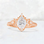 Pear Cut Moissanite Butterfly Floral Halo Engagement Ring - Additional view