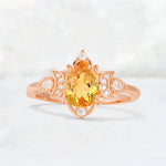 Pear Cut Citrine Butterfly Floral Halo Engagement Ring - Additional view