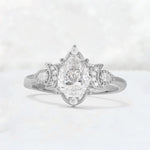 Pear Cut Moissanite Butterfly Floral Halo Engagement Ring - Additional view