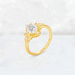 Pear Cut Moissanite Butterfly Floral Halo Engagement Ring - Additional view