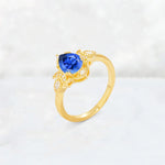 Pear Cut Sapphire Butterfly Floral Halo Engagement Ring - Additional view