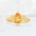 Pear Cut Citrine Butterfly Floral Halo Engagement Ring - Additional view