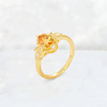 Pear Cut Citrine Butterfly Floral Halo Engagement Ring - Additional view