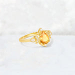 Pear Cut Citrine Butterfly Floral Halo Engagement Ring - Additional view