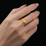 Pear Cut Citrine Butterfly Floral Halo Engagement Ring - Additional view