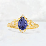Pear Cut Tanzanite Butterfly Floral Halo Engagement Ring - Additional view