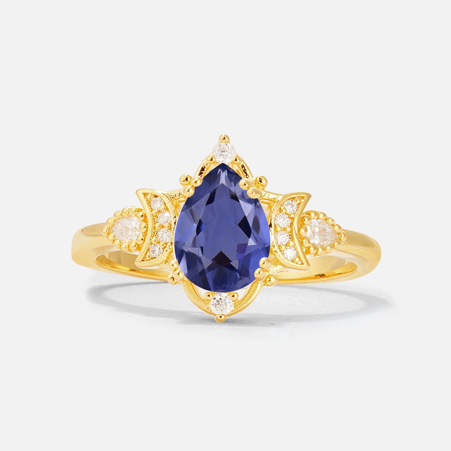 Pear Cut Tanzanite Butterfly Floral Halo Engagement Ring