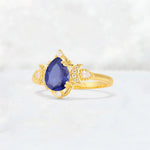 Pear Cut Tanzanite Butterfly Floral Halo Engagement Ring - Additional view