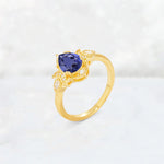 Pear Cut Tanzanite Butterfly Floral Halo Engagement Ring - Additional view