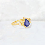 Pear Cut Tanzanite Butterfly Floral Halo Engagement Ring - Additional view