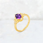 Pear Cut Amethyst Butterfly Floral Halo Engagement Ring - Additional view
