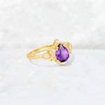 Pear Cut Amethyst Butterfly Floral Halo Engagement Ring - Additional view