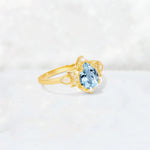 Pear Cut Aquamarine Butterfly Floral Halo Engagement Ring - Additional view