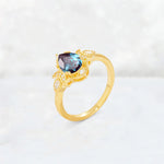 Pear Cut Alexandrite Butterfly Floral Halo Engagement Ring - Additional view