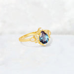 Pear Cut Alexandrite Butterfly Floral Halo Engagement Ring - Additional view