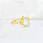 Pear Cut Moonstone Butterfly Floral Halo Engagement Ring - Additional view