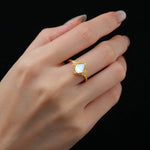 Pear Cut Moonstone Butterfly Floral Halo Engagement Ring - Additional view