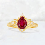 Pear Cut Ruby Butterfly Floral Halo Engagement Ring - Additional view