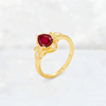 Pear Cut Ruby Butterfly Floral Halo Engagement Ring - Additional view