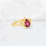 Pear Cut Ruby Butterfly Floral Halo Engagement Ring - Additional view
