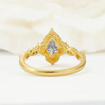 Vintage Pear Cut Moissanite Scalloped Halo Engagement Ring - Additional view