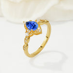 Vintage Pear Cut Sapphire Scalloped Halo Engagement Ring - Additional view