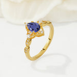 Vintage Pear Cut Tanzanite Scalloped Halo Engagement Ring - Additional view