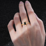 Vintage Pear Cut Black Onyx Scalloped Halo Engagement Ring - Additional view