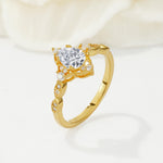 Vintage Pear Cut Lab Diamond Scalloped Halo Engagement Ring - Additional view