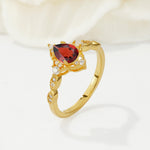 Vintage Pear Cut Garnet Scalloped Halo Engagement Ring - Additional view