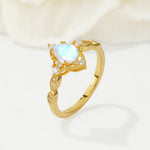 Vintage Pear Cut Moonstone Scalloped Halo Engagement Ring - Additional view