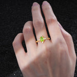 Vintage Pear Cut Peridot Scalloped Halo Engagement Ring - Additional view