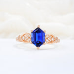 Exquisite Hexagonal Cut Twisted Band Sapphire Engagement Ring - Additional view