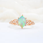 Exquisite Hexagonal Cut Twisted Band Fire Opal Engagement Ring - Additional view
