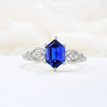 Exquisite Hexagonal Cut Twisted Band Sapphire Engagement Ring - Additional view