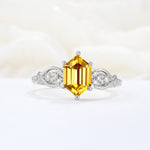 Exquisite Hexagonal Cut Twisted Band Citrine Engagement Ring - Additional view
