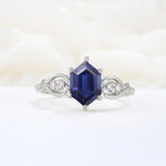 Exquisite Hexagonal Cut Twisted Band Tanzanite Engagement Ring - Additional view
