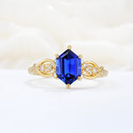 Exquisite Hexagonal Cut Twisted Band Sapphire Engagement Ring - Additional view