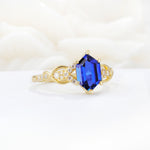Exquisite Hexagonal Cut Twisted Band Sapphire Engagement Ring - Additional view