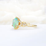 Exquisite Hexagonal Cut Twisted Band Fire Opal Engagement Ring - Additional view