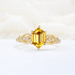 Exquisite Hexagonal Cut Twisted Band Citrine Engagement Ring - Additional view