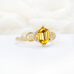 Exquisite Hexagonal Cut Twisted Band Citrine Engagement Ring - Additional view