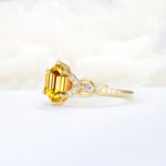 Exquisite Hexagonal Cut Twisted Band Citrine Engagement Ring - Additional view